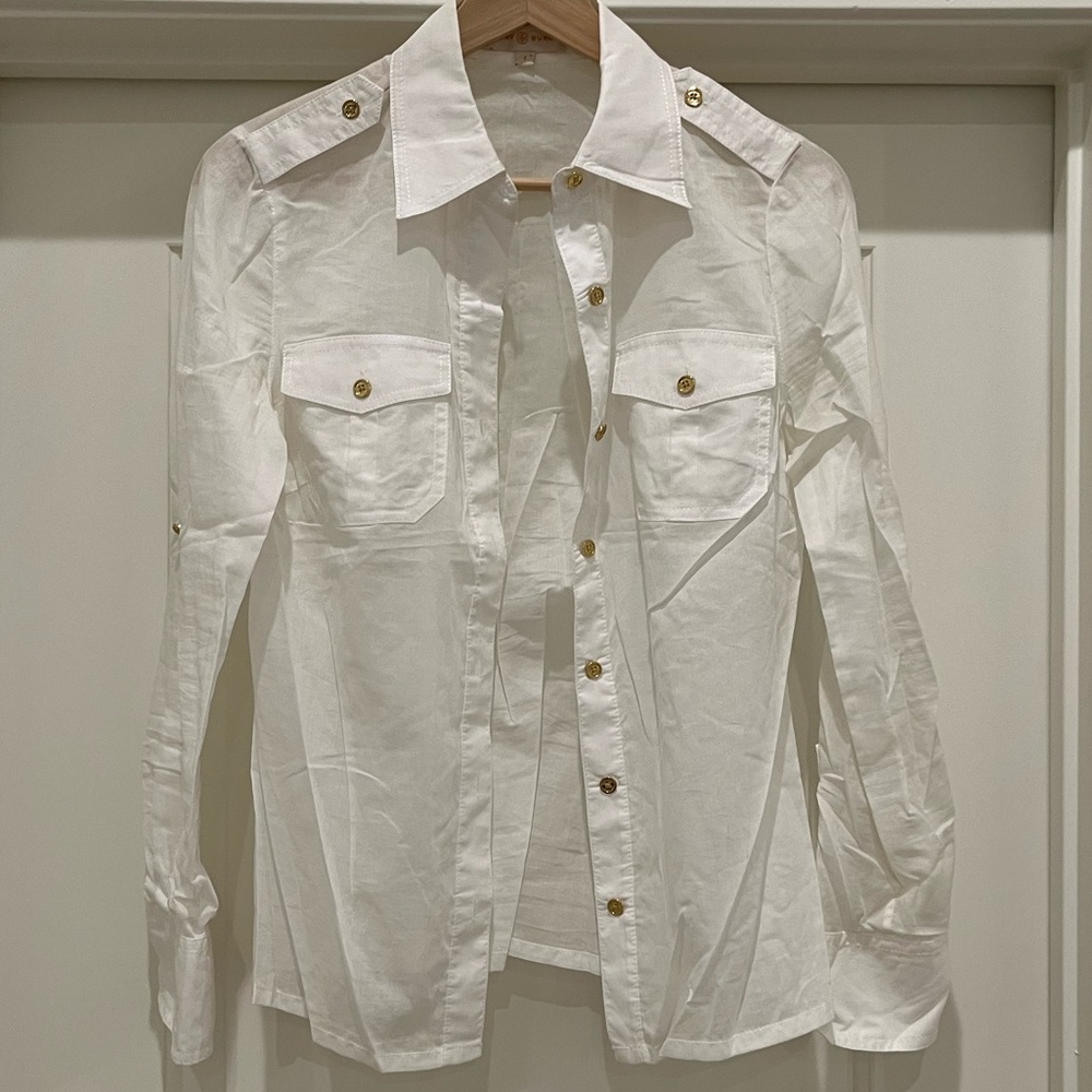 Tory Burch Sheer Cotton Button Down